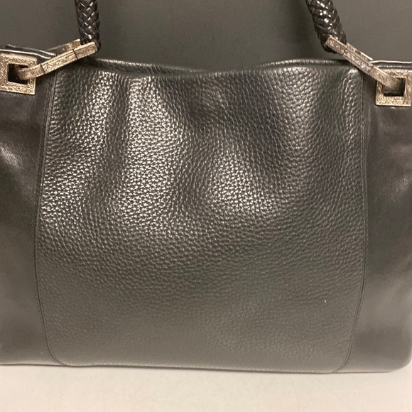 BRIGHTON Black Pebbled Leather Shoulder Bag Purse - Picture 3 of 17